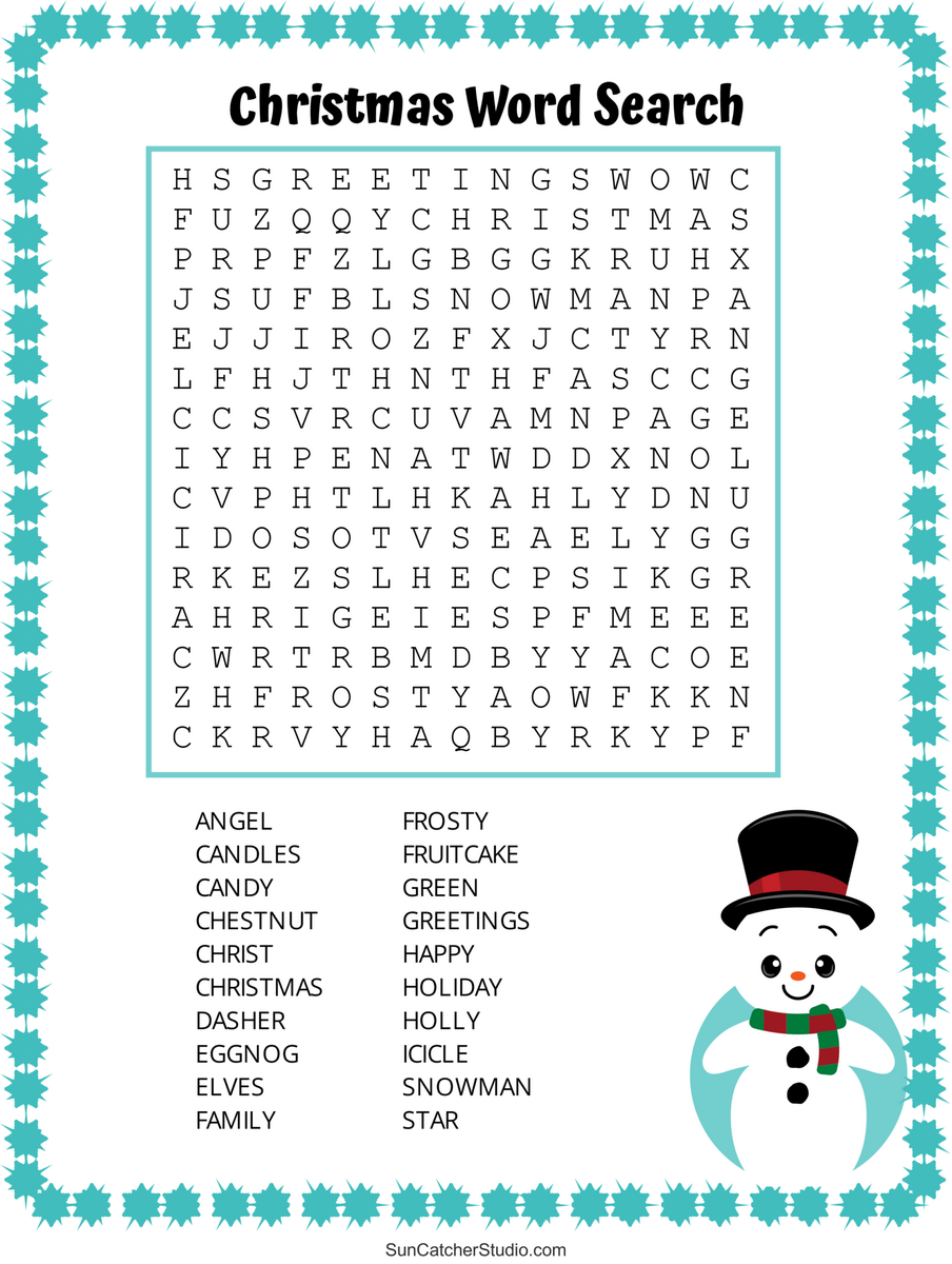 Christmas Word Search Free Printable PDF Puzzles Free Printables Lettering SVG Files Tools Apps Free Time Activities Word Search Ezpzlearn
