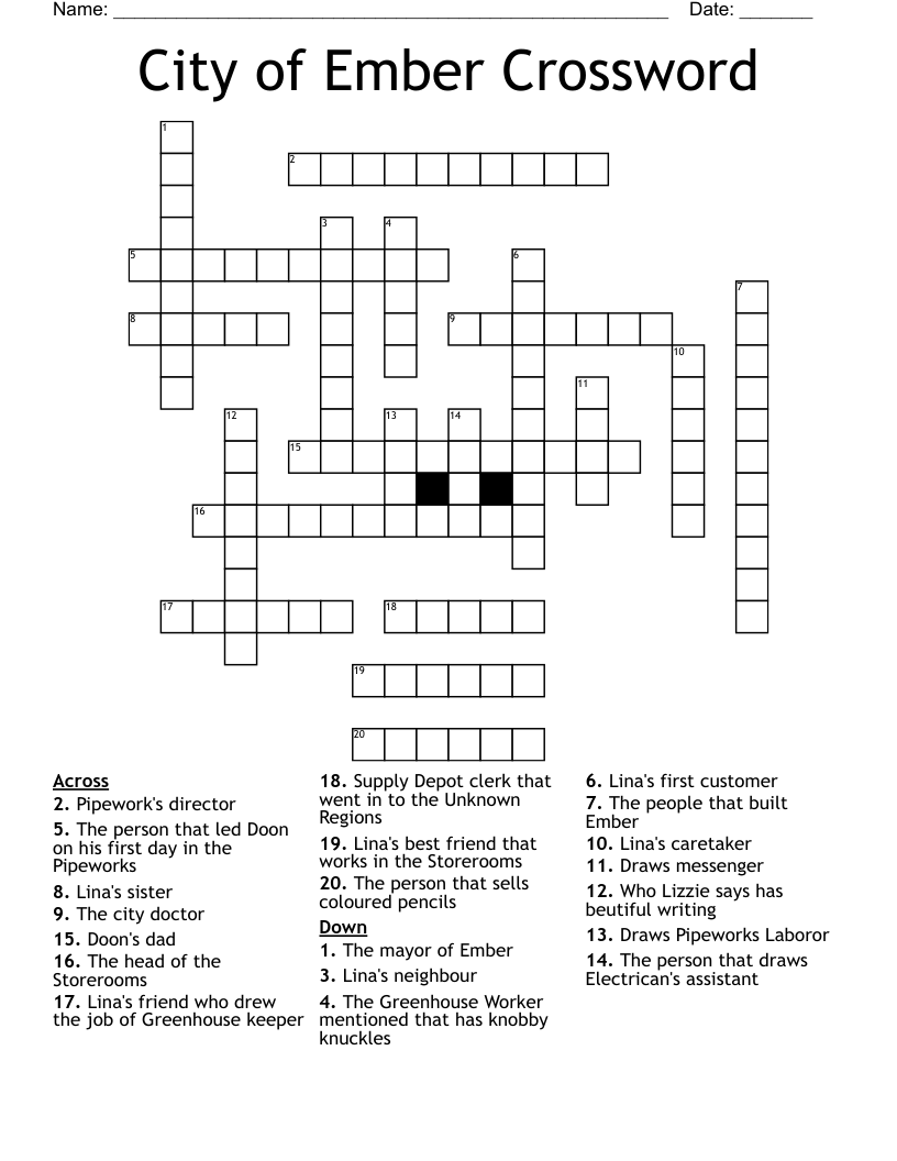 City Of Ember Crossword WordMint City Of Ember Crossword WordMint
