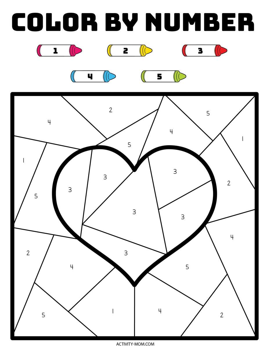 Valentines Day Color By Number Superstar Worksheets