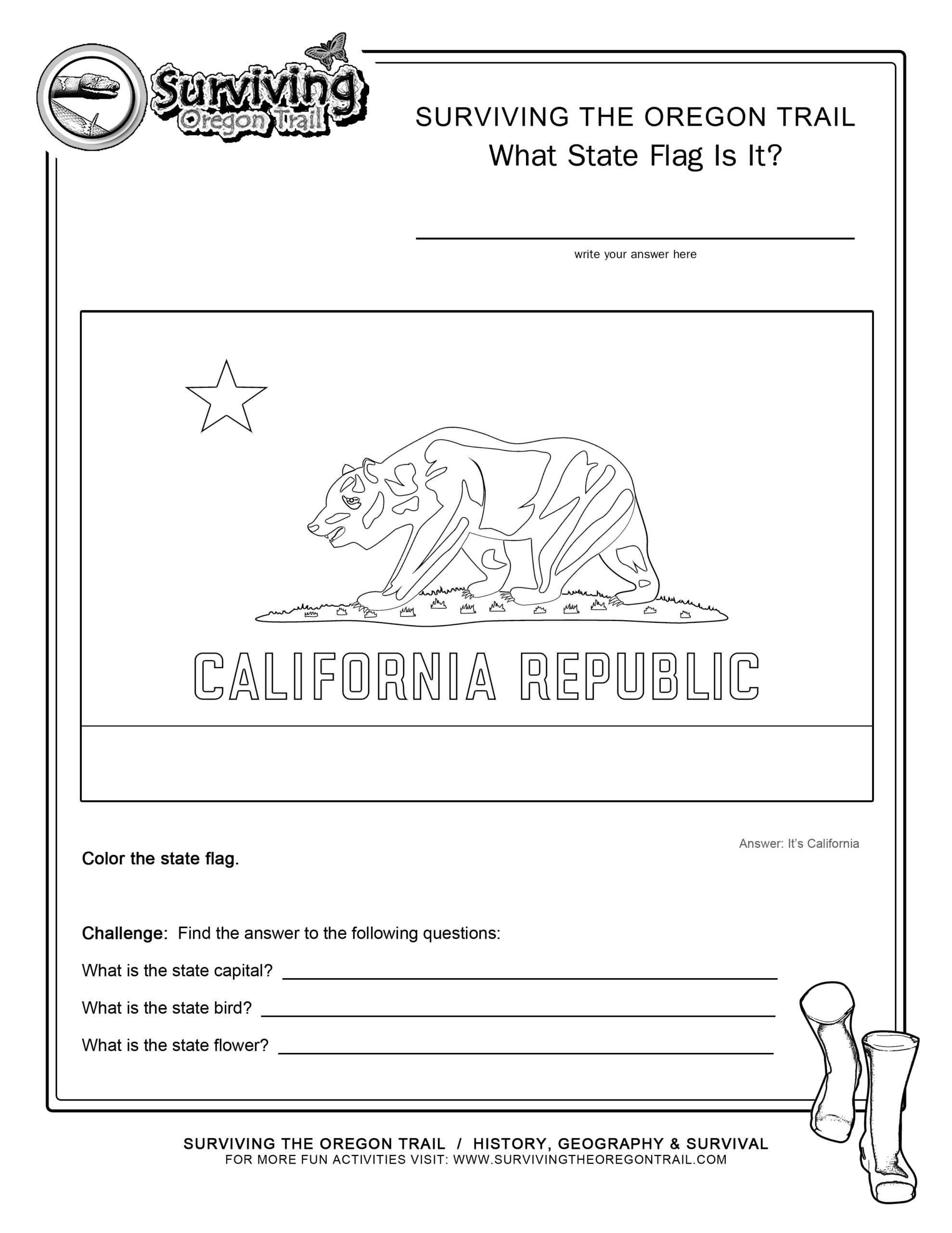 Coloring Page State Flag California Printable Worksheet Surviving The Oregon Trail Coloring Page State Flag California Printable Worksheet Surviving The Oregon Trail