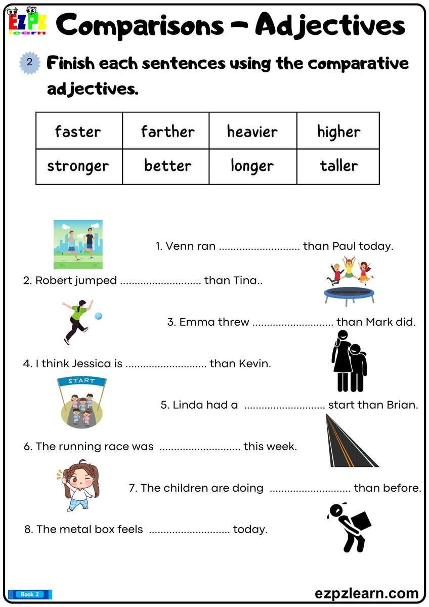 Comparative And Superlative Adjectives Finish The Sentences Using The Correct Comparative Forms Of The Adjectives Printable Grammar Worksheet PDF Ezpzlearn Comparative And Superlative Adjectives Finish The Sentences Using The Correct Comparative Forms Of The Adjectives Printable Grammar Worksheet PDF Ezpzlearn