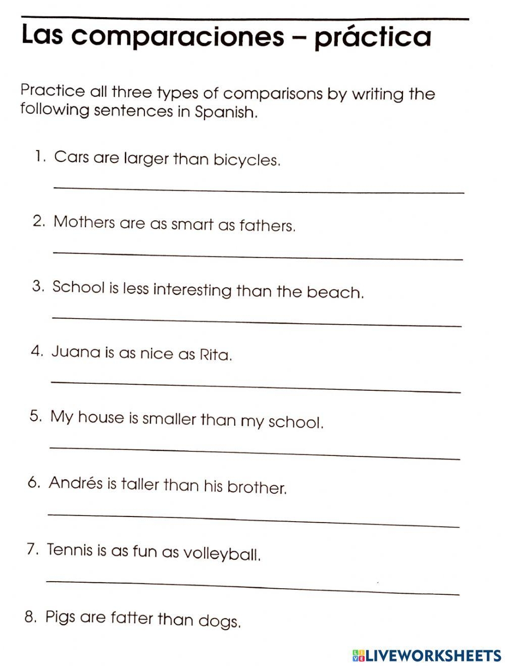 Comparisons In Spanish Online Exercise For Worksheets Library Free Making Comparisons In Spanish Worksheet Download Free Making Comparisons In Spanish Worksheet Png Images Free Worksheets On Clipart Library