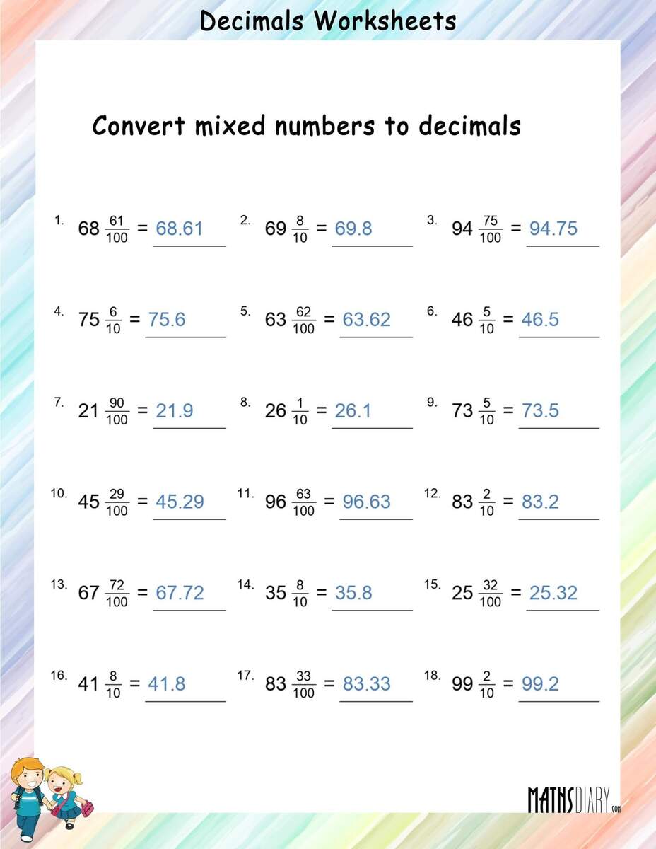 Convert Mixed Fractions To Decimals Worksheets Math Worksheets MathsDiary Convert Mixed Fractions To Decimals Worksheets Math Worksheets MathsDiary