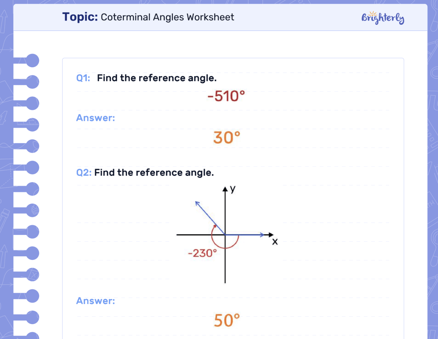 Coterminal Angles Worksheet Free Printable Coterminal Angles Worksheet Free Printable