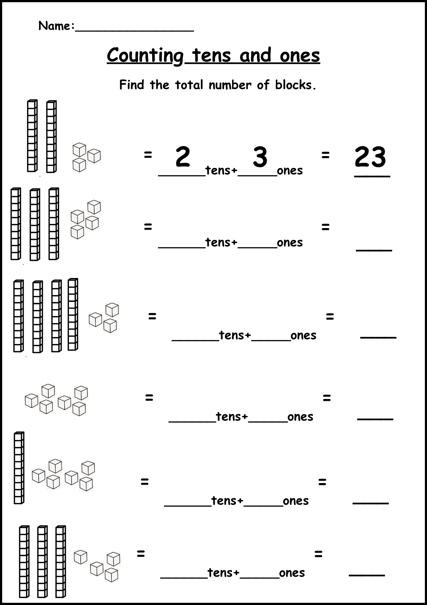 Count Tens And Ones Free Worksheets For Place Value Practice Tens And Ones Worksheet For 1st Grade Free Printable