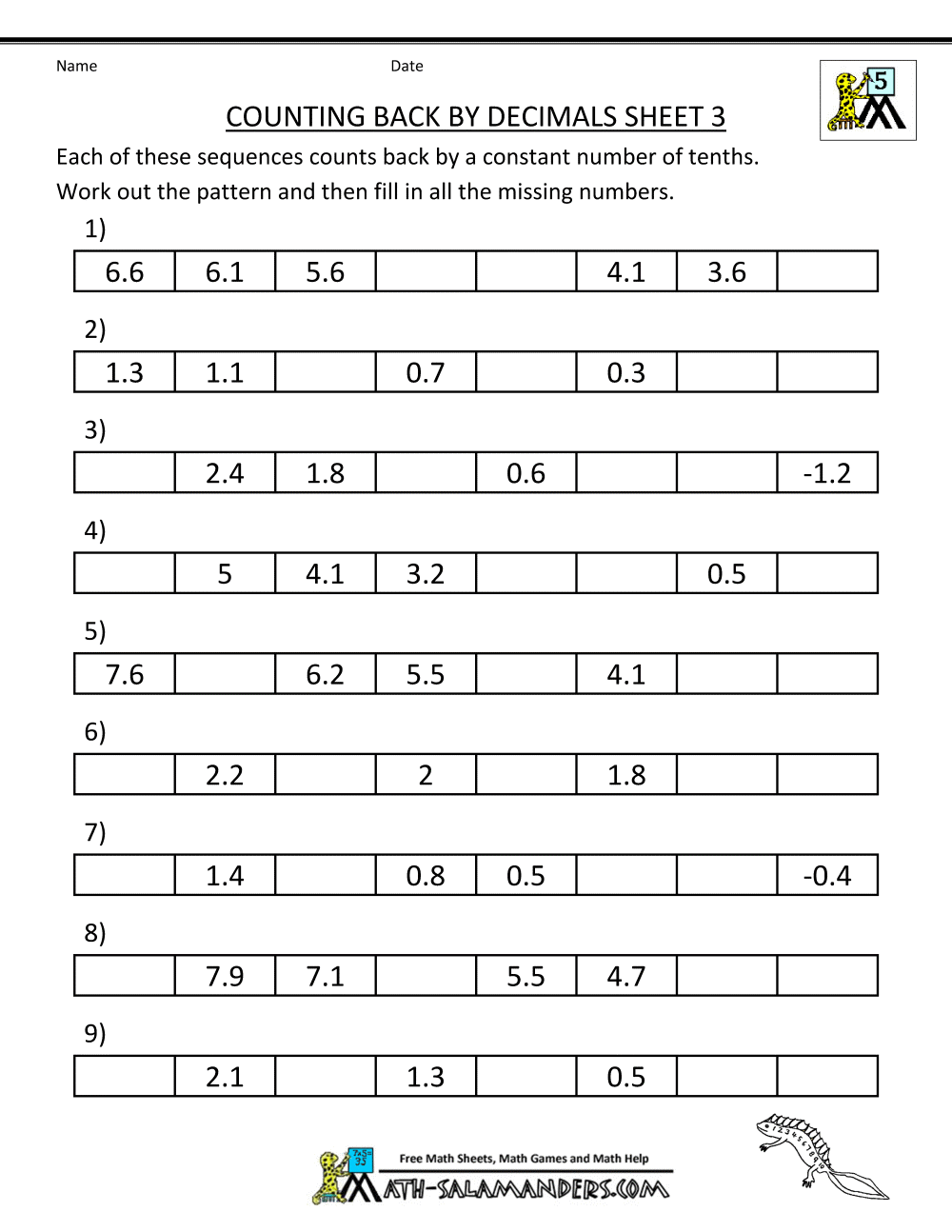 Counting By Decimals