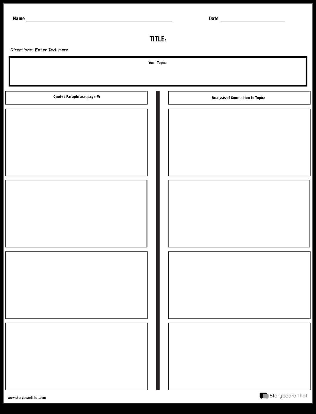 Critical Analysis Essay Outlines By Storyboard That