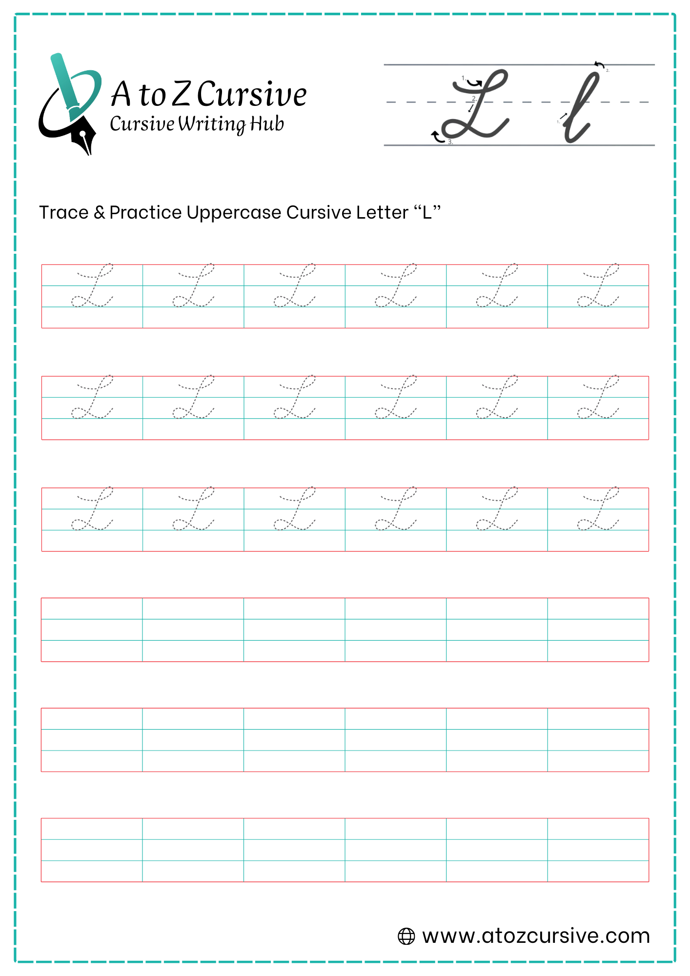 Cursive L Tutorial And Worksheets Cursive L Tutorial And Worksheets