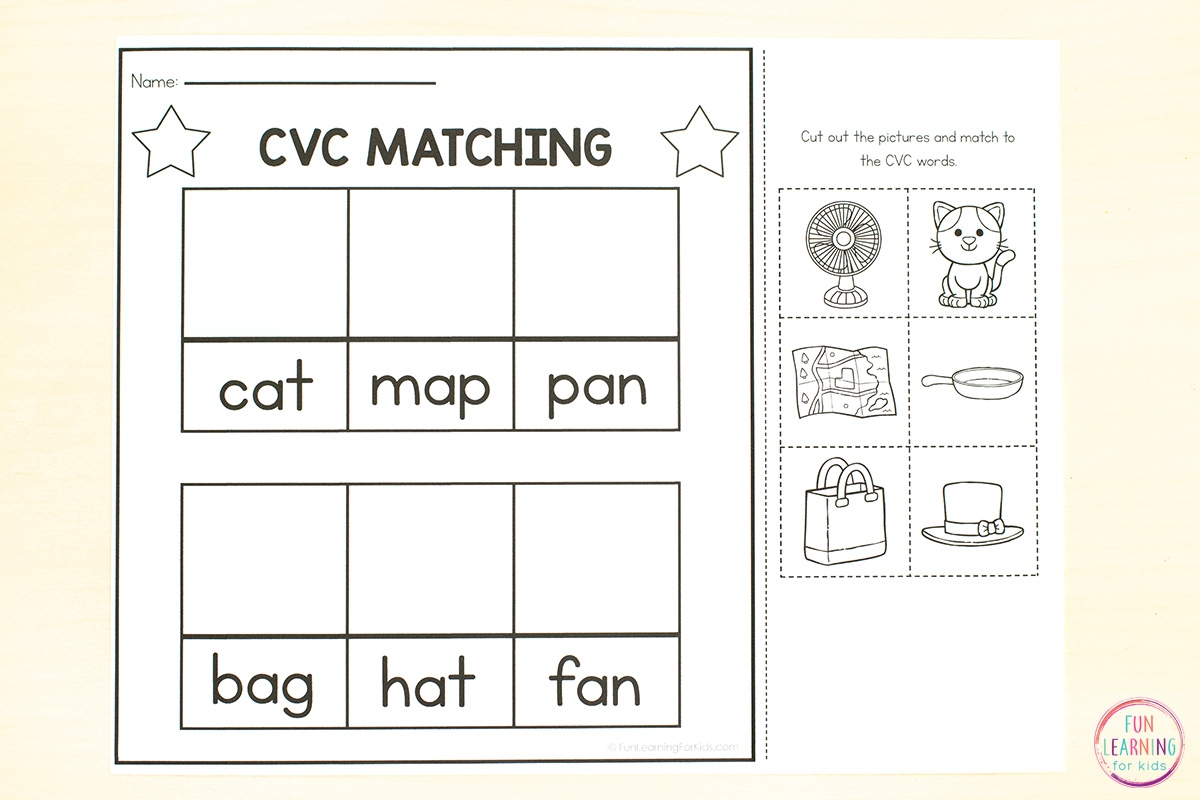 CVC Word Sorting Worksheets Cut And Paste CVC Worksheets Short Vowel Worksheets ReadingVine