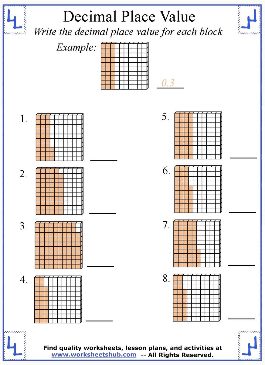 Decimal Place Value Worksheets