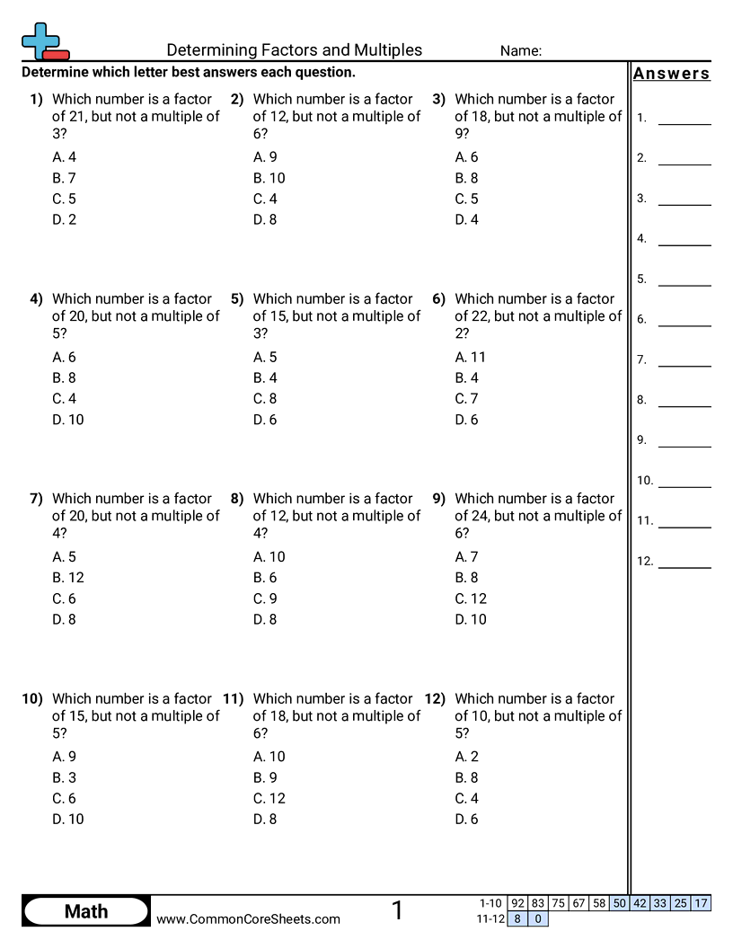 Determining Factors And Multiples Worksheet Download Determining Factors And Multiples Worksheet Download