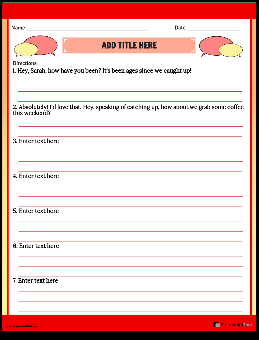 Dialogue Worksheets Storyboard That For Better Communication