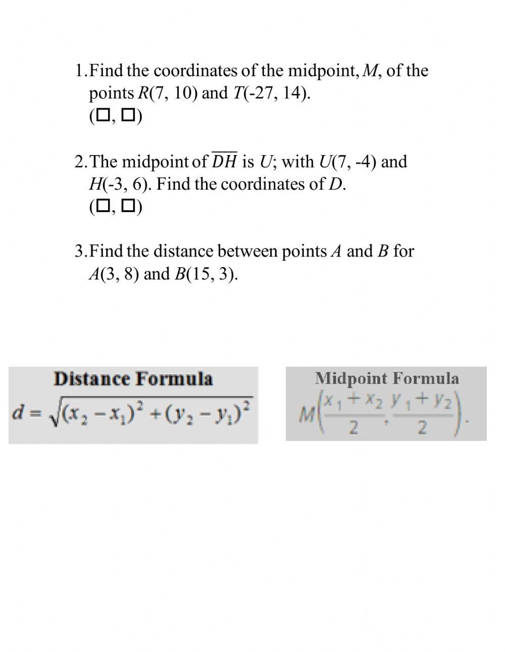 Distance And Mid Point Formula Practice Worksheet Worksheets Library Distance And Midpoint Worksheet Name Exercises Calculus Docsity Worksheets Library