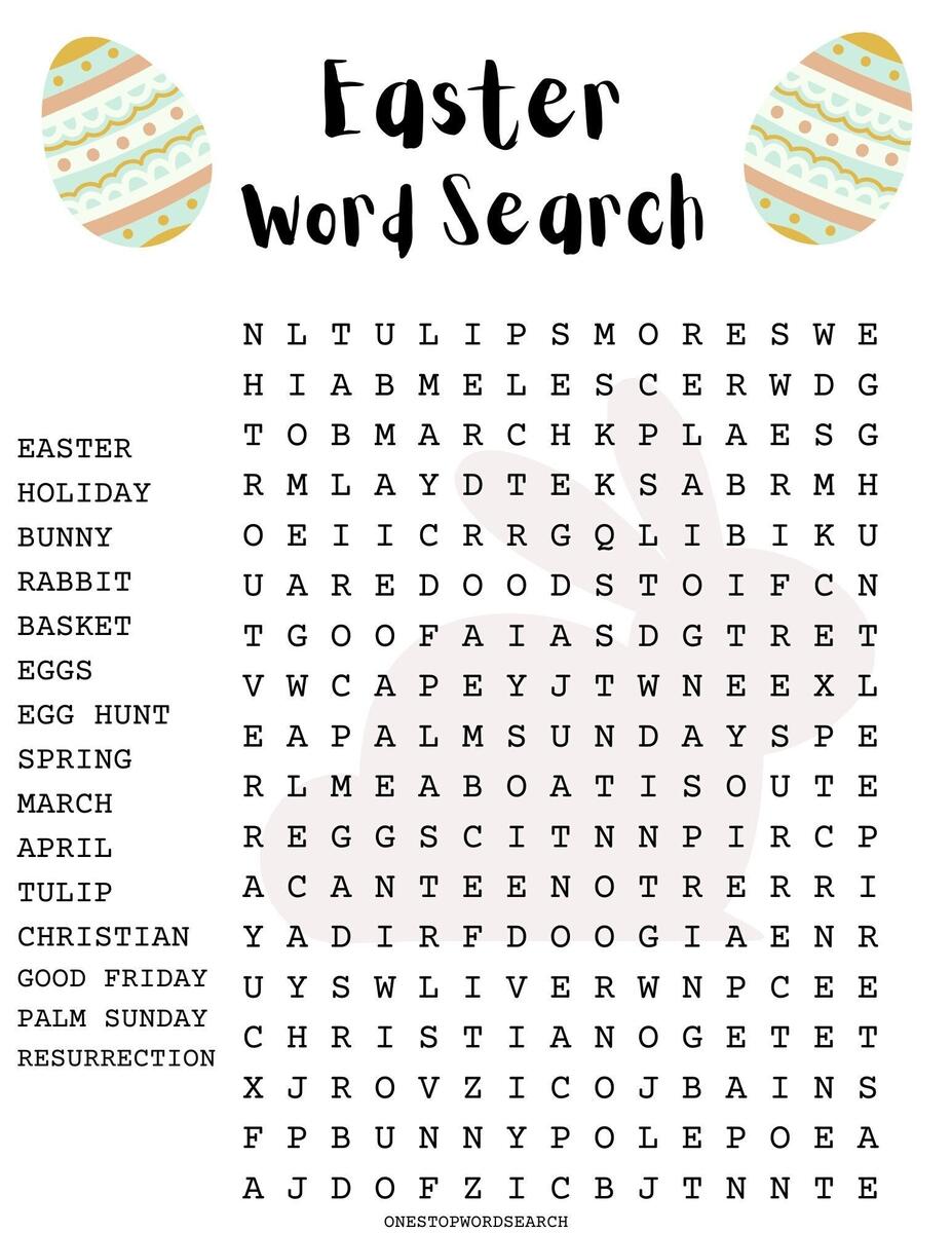 Easter Word Search Puzzle With Answer Sheet Easter Games Easter Activities Holidays Etsy Norway