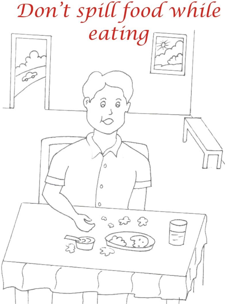 Eating Manners Coloring Printable Page 7 For Kids Eating Manners Coloring Printable Page 7 For Kids