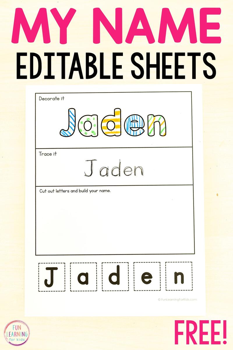 Editable Cut And Paste Build Your Name Worksheets Editable Name Practice Name Writing Worksheets Fun Early Learning