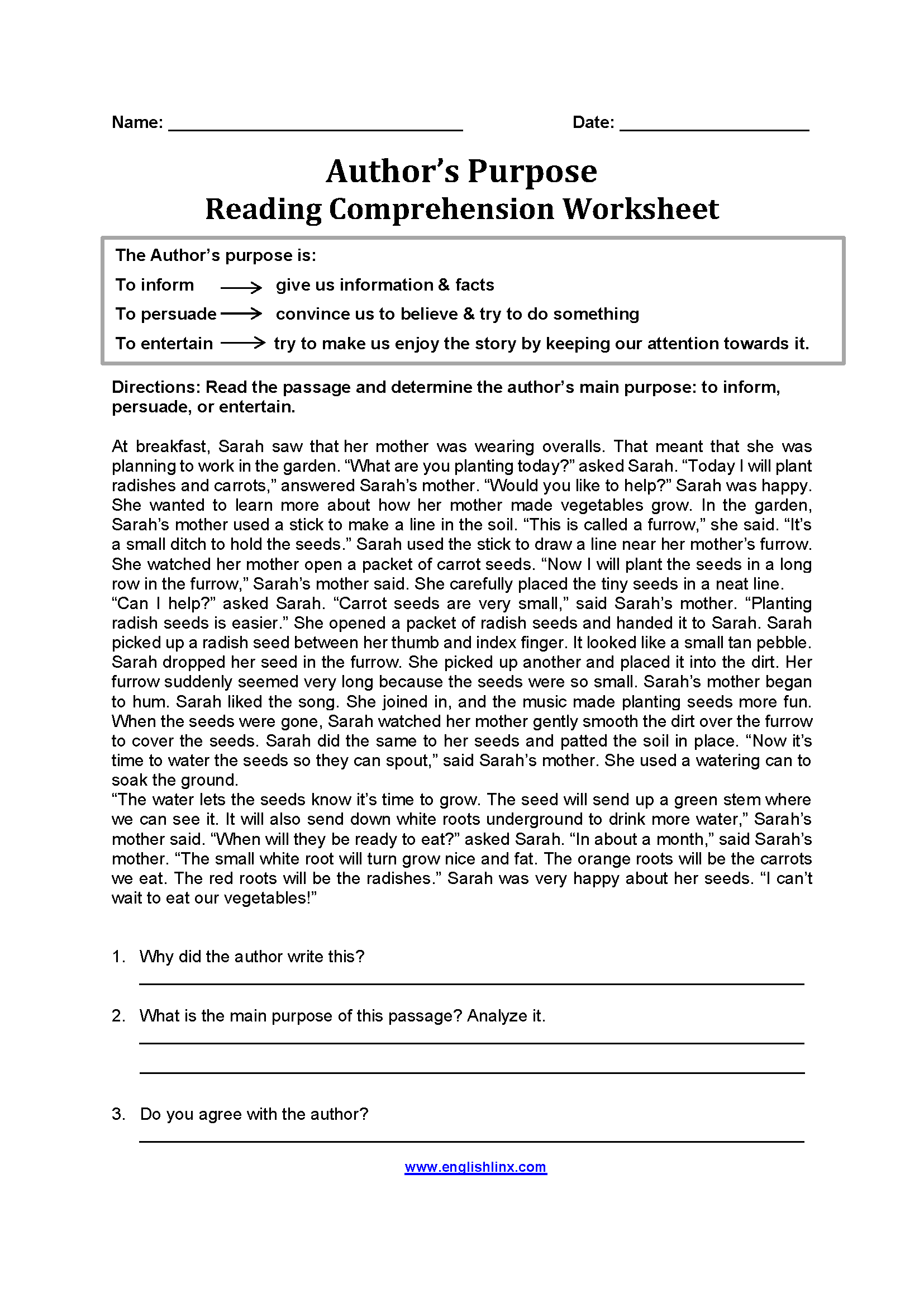 Identifying The Author S Reasons In A Text Worksheet Have Fun Teaching