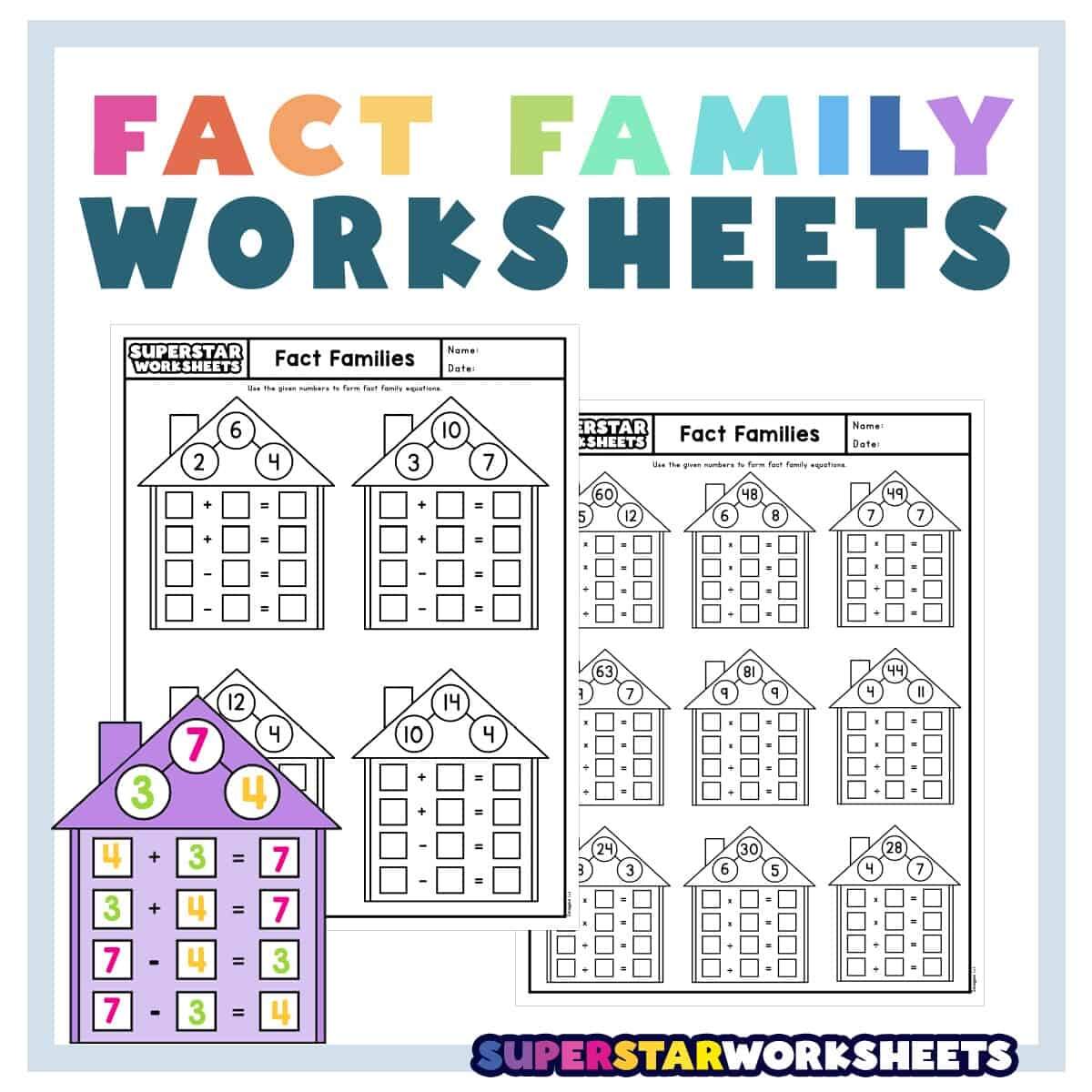 Fact Family Worksheets Superstar Worksheets Addition Worksheets Free Printable Easy Math Problems Free Printables Lettering SVG Files Tools Apps