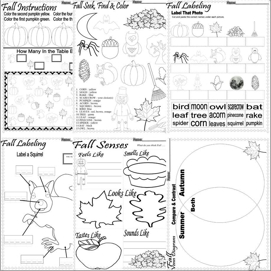 Fall Autumn Activities Worksheets Writing Vocabulary Spelling Math NO PREP Made By Teachers