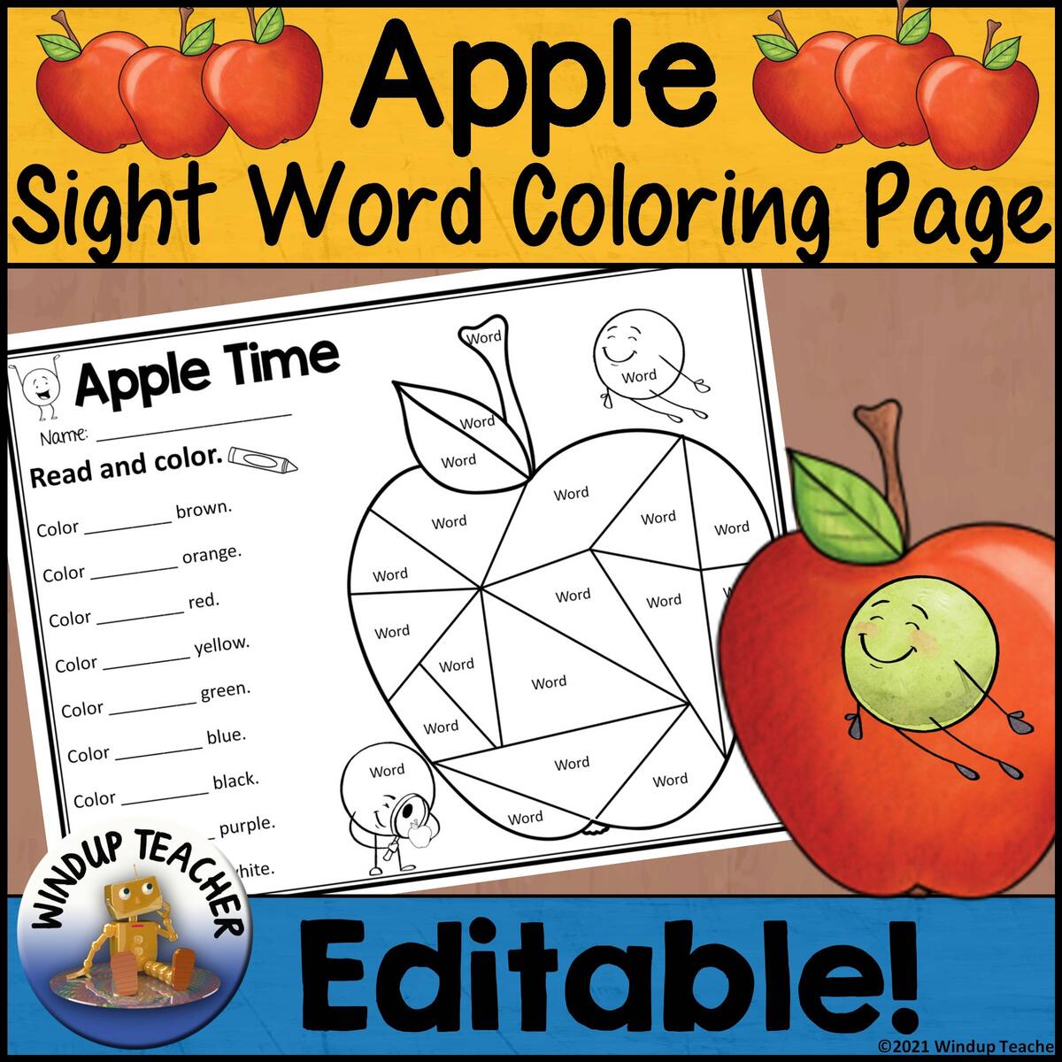 Fall Color By Sight Word Activity Sheet Editable Apple Worksheet Made By Teachers Fall Color By Sight Word Activity Sheet Editable Apple Worksheet Made By Teachers