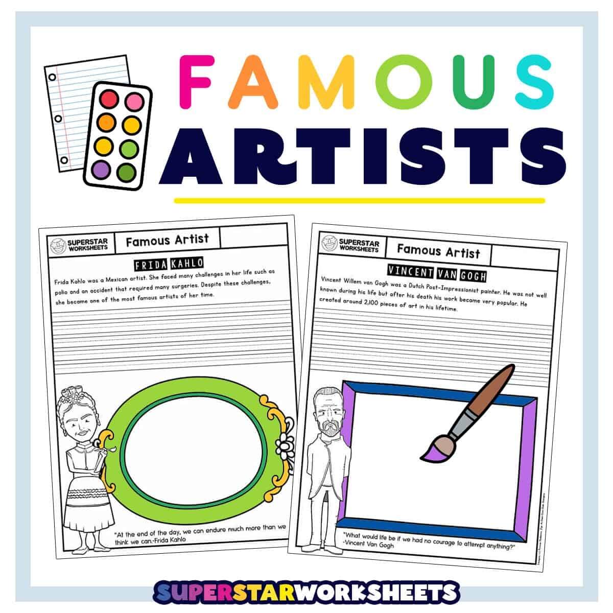 Famous Artist Worksheets Free Printables Superstar Worksheets