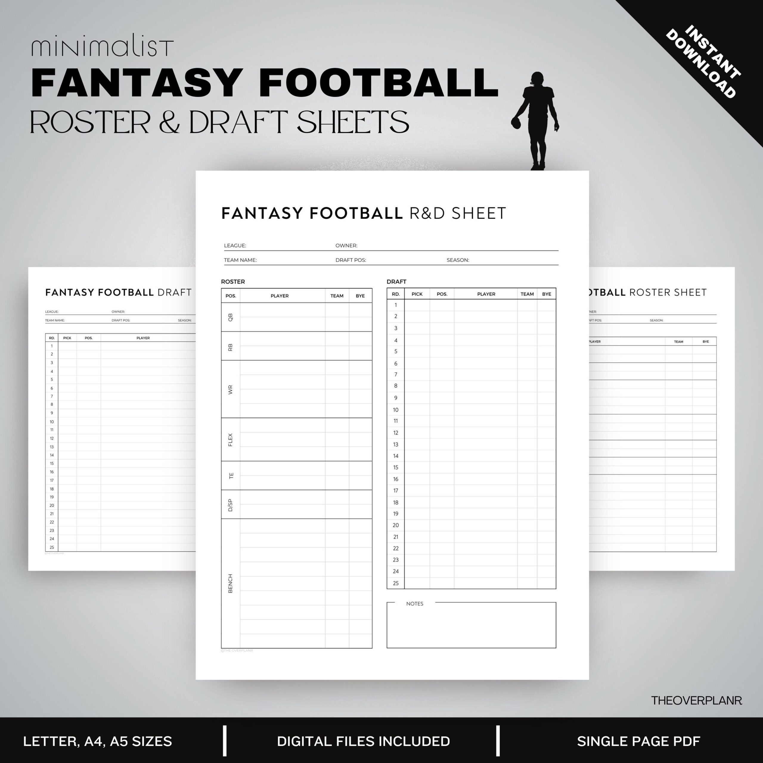 Fantasy Football Draft Kit Printable Roster Cheat Sheet Digital Download US Letter A4 A5 Ipad Template Etsy Fantasy Football Draft Kit Printable Roster Cheat Sheet Digital Download US Letter A4 A5 Ipad Template Etsy