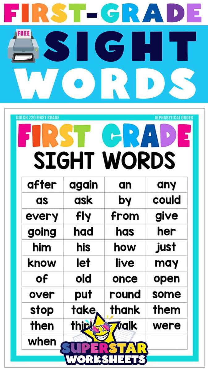 First Grade Sight Words Superstar Worksheets First Grade Sight Words Superstar Worksheets