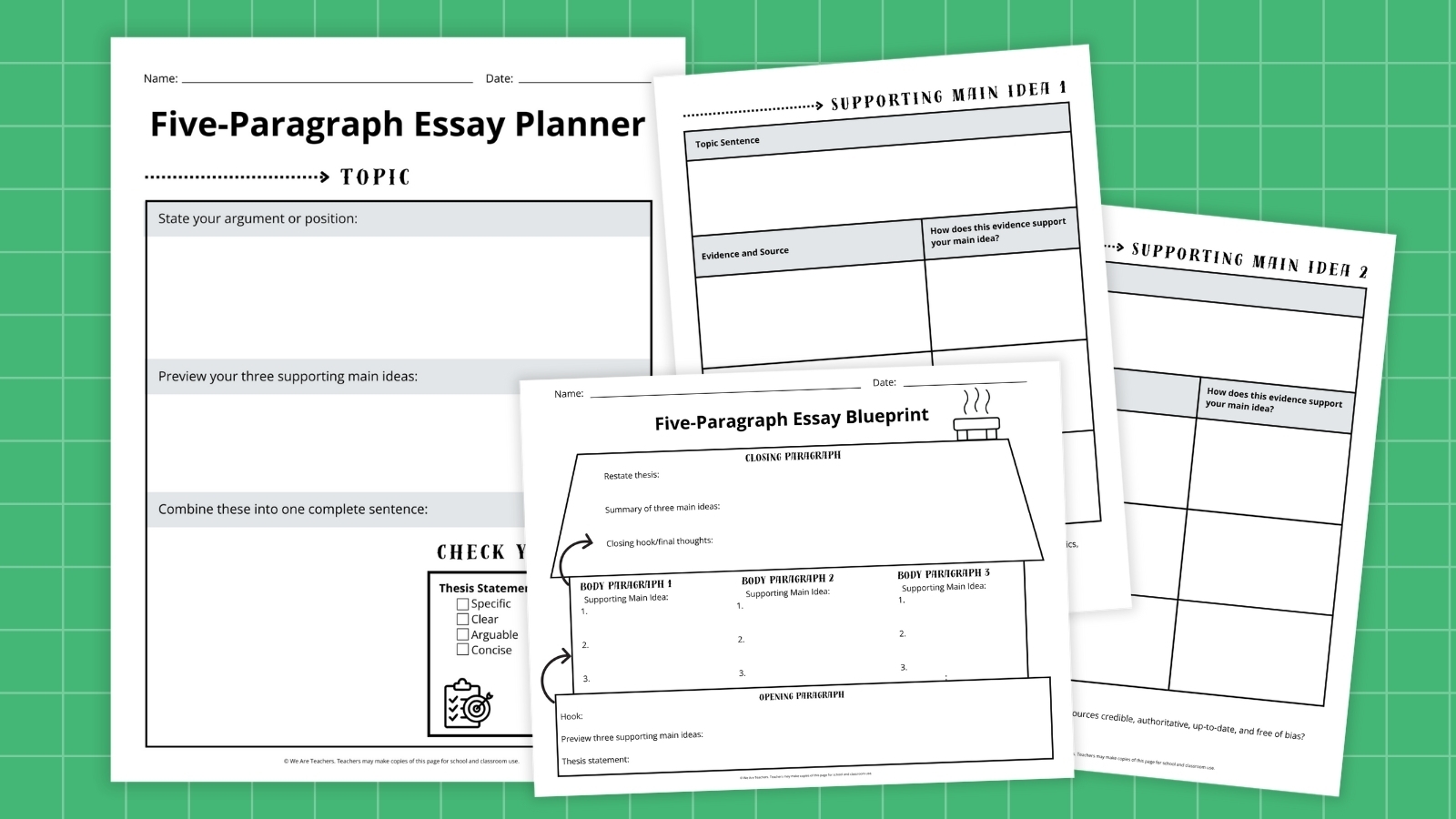 Five Paragraph Essay Graphic Organizer Free Worksheets ADHD Note Taking PDF Etsy