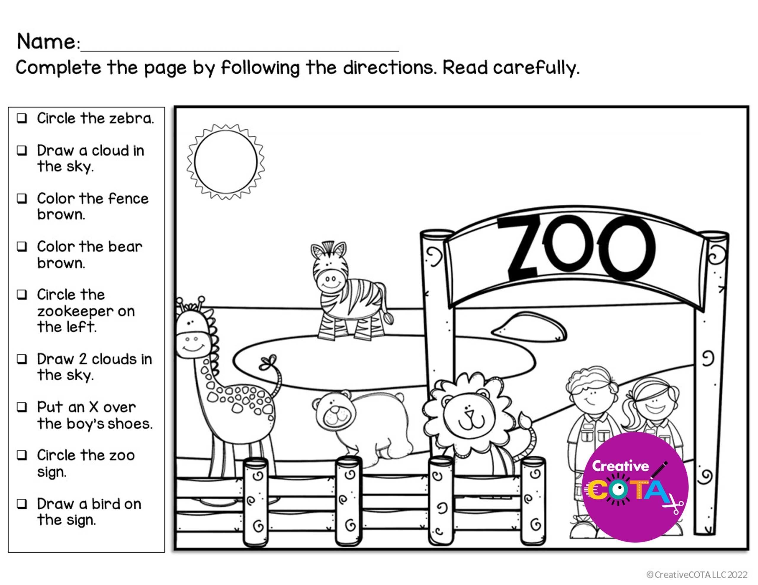 Following Directions Coloring Activity For Listening Comprehension Skills Classful Social Skills For Kids Worksheets Printable