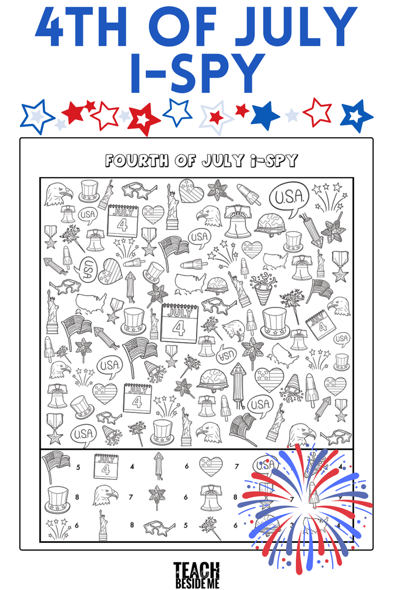 Fourth Of July I Spy Coloring Printable Teach Beside Me 4th Of July Activities Printable Kids Activity Zone