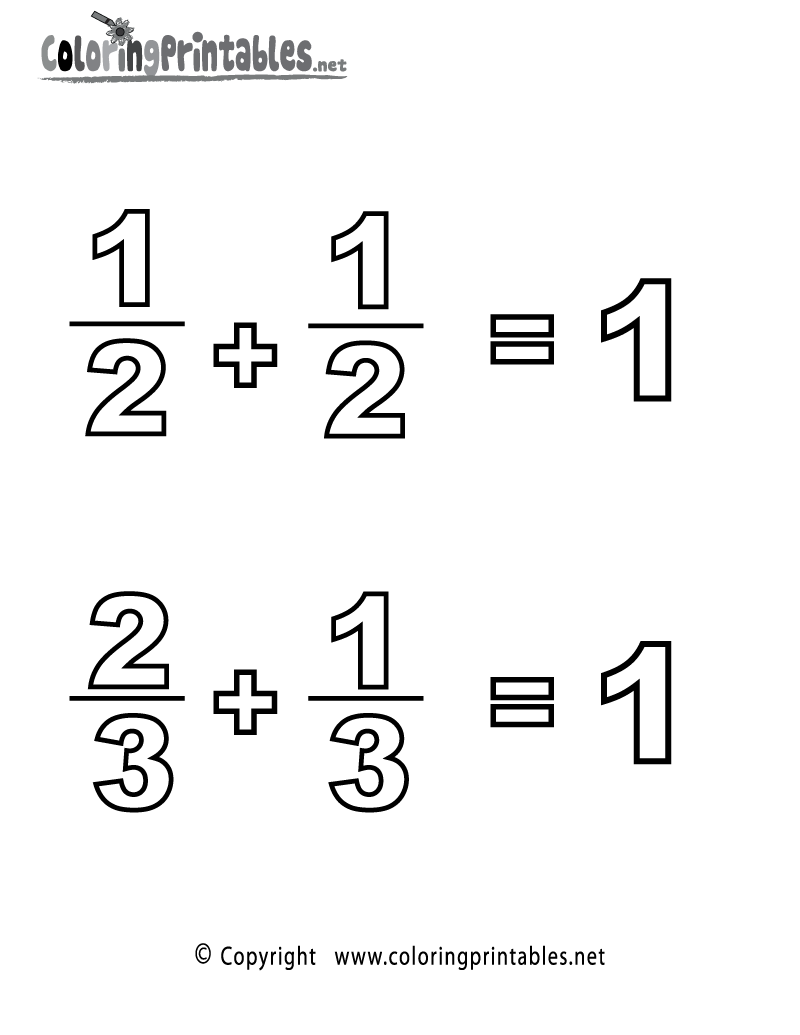 Fraction Coloring Page A Free Math Coloring Printable Math Fractions Worksheets PDF Free Download