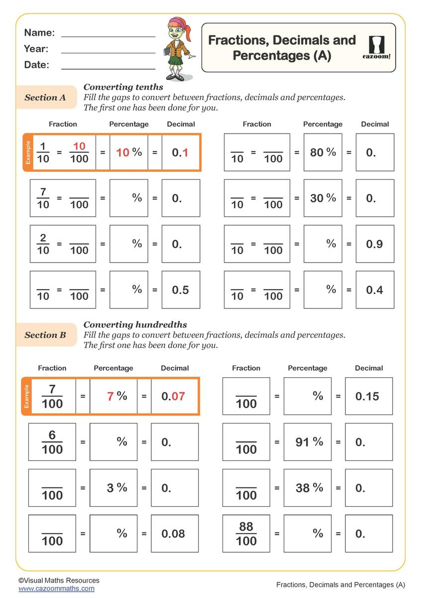 Fractions Decimals And Percentages A Worksheet Fun And Engaging Year 5 PDF Worksheets Fractions Decimals And Percentages A Worksheet Fun And Engaging Year 5 PDF Worksheets