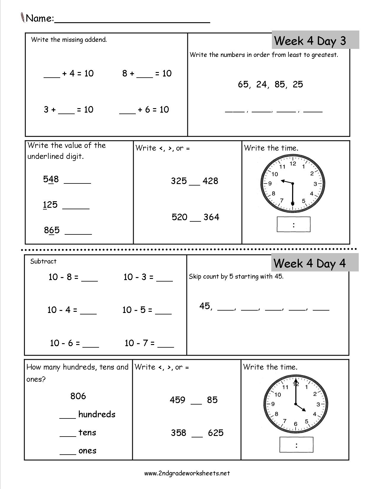 Free 2nd Grade Daily Math Worksheets 4th Grade Common Core Math Worksheets PRINTABLE Appletastic Learning