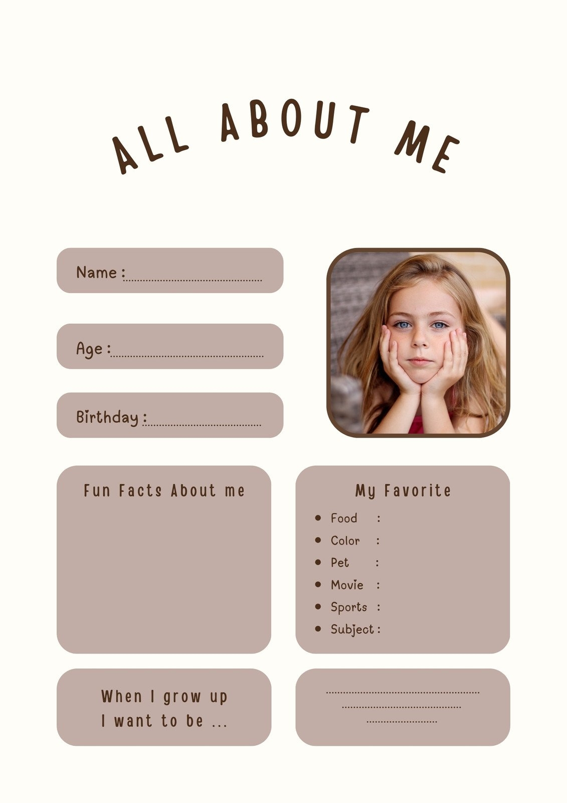 Free And Printable All About Me Worksheet Templates Canva Free And Printable All About Me Worksheet Templates Canva