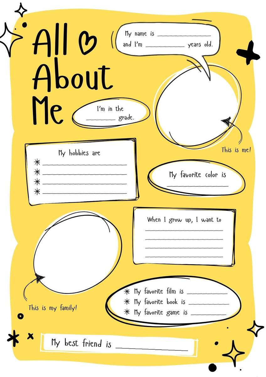 Free And Printable All About Me Worksheet Templates Canva Free Printable All About Me Worksheet