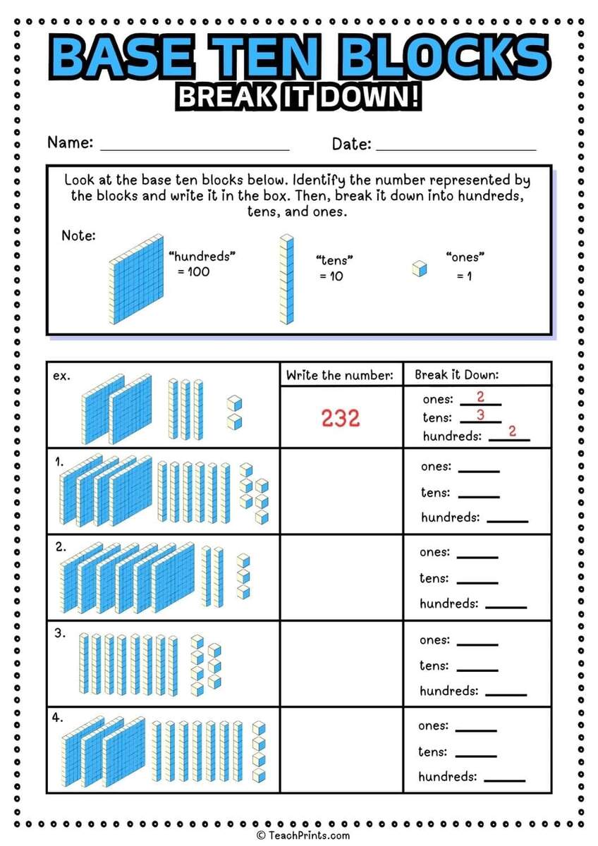 Free Base Ten Blocks Worksheets Teach Prints Base Tens Blocks Free Printable Worksheet For 10 Frames