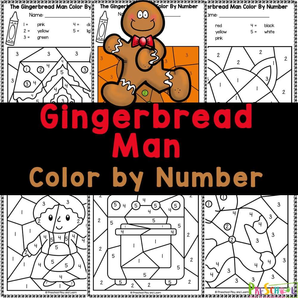 FREE Gingerbread Man Color By Number Worksheets Gingerbread CVC Word Find And Color Sheets