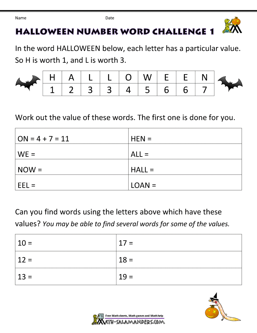 Free Halloween Math Worksheets Free Halloween Math Worksheets