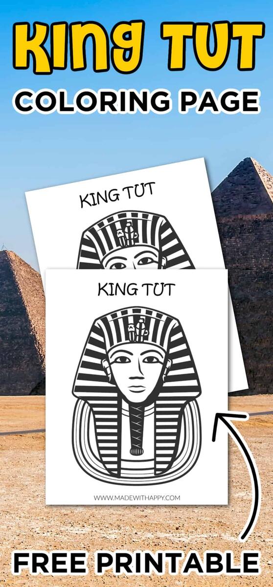 FREE King Tut Coloring Page Tutankhamun Mask Made With HAPPY FREE King Tut Coloring Page Tutankhamun Mask Made With HAPPY