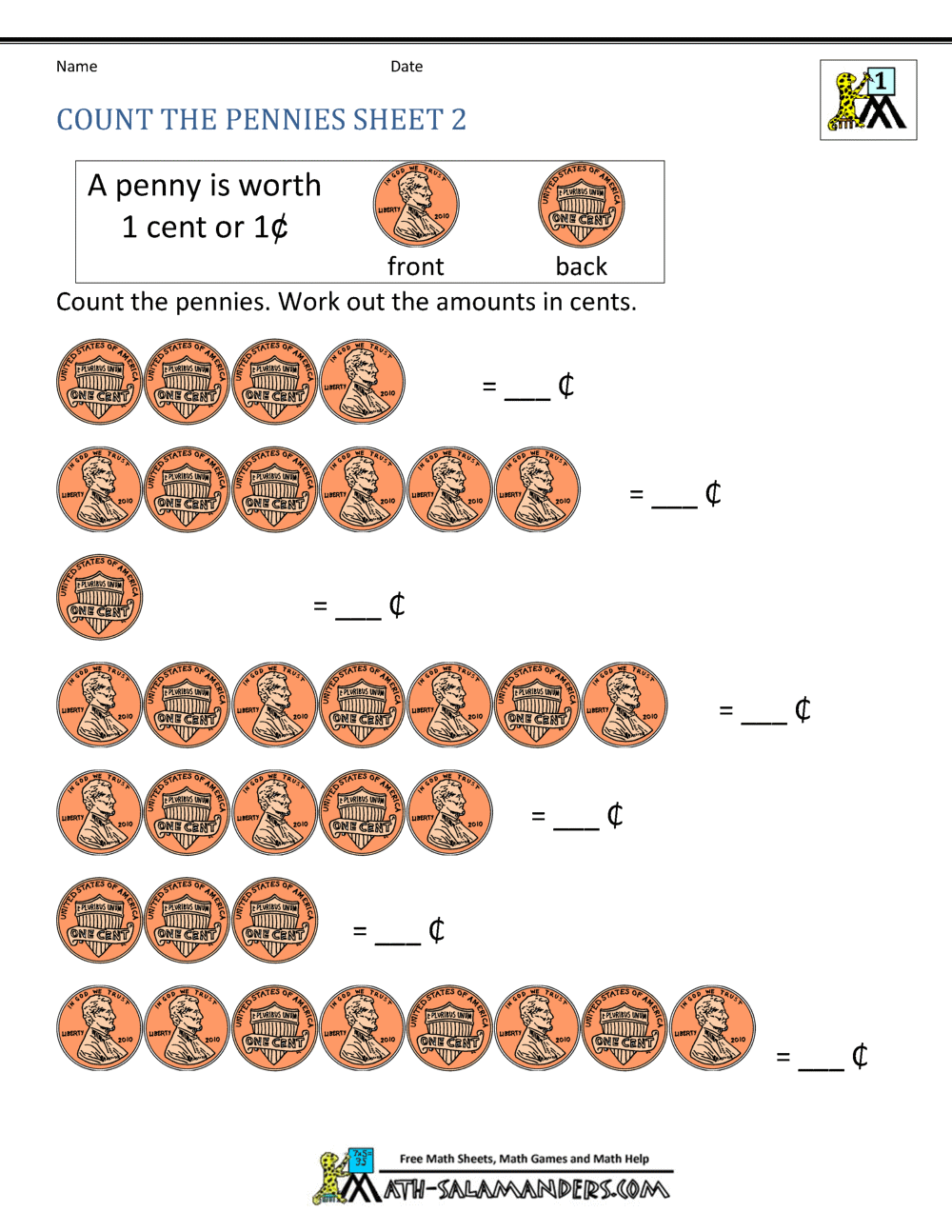 Free Math Money Worksheets 1st Grade Free Math Money Worksheets 1st Grade