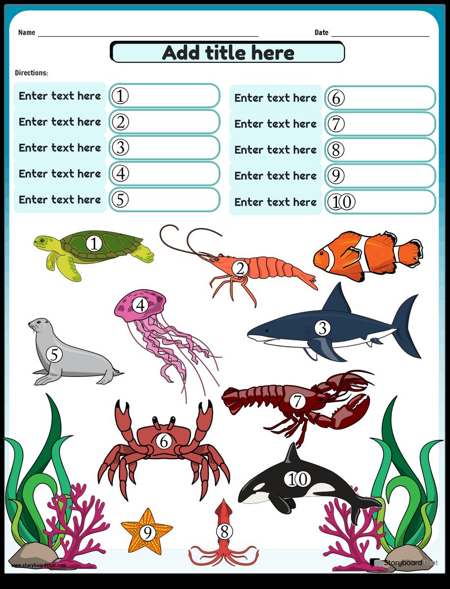 Free Ocean Worksheets Storyboard That Activities For Kids Ocean Animals UNIT 123 Homeschool 4 Me