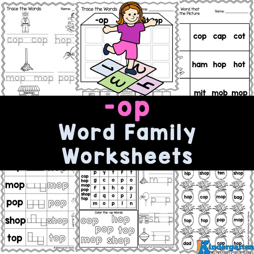 FREE Op Word Family Worksheets For Kindegrarten FREE Op Word Family Worksheets For Kindegrarten