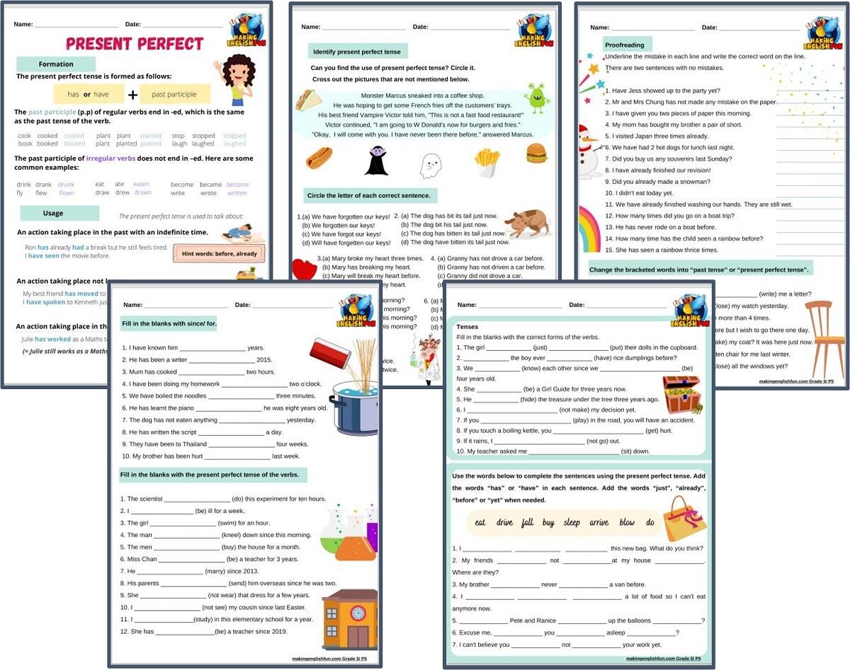 Free Perfect Present Tense Worksheets Grade 5Making English Fun Present Perfect Tense Worksheet Fill In The Blanks
