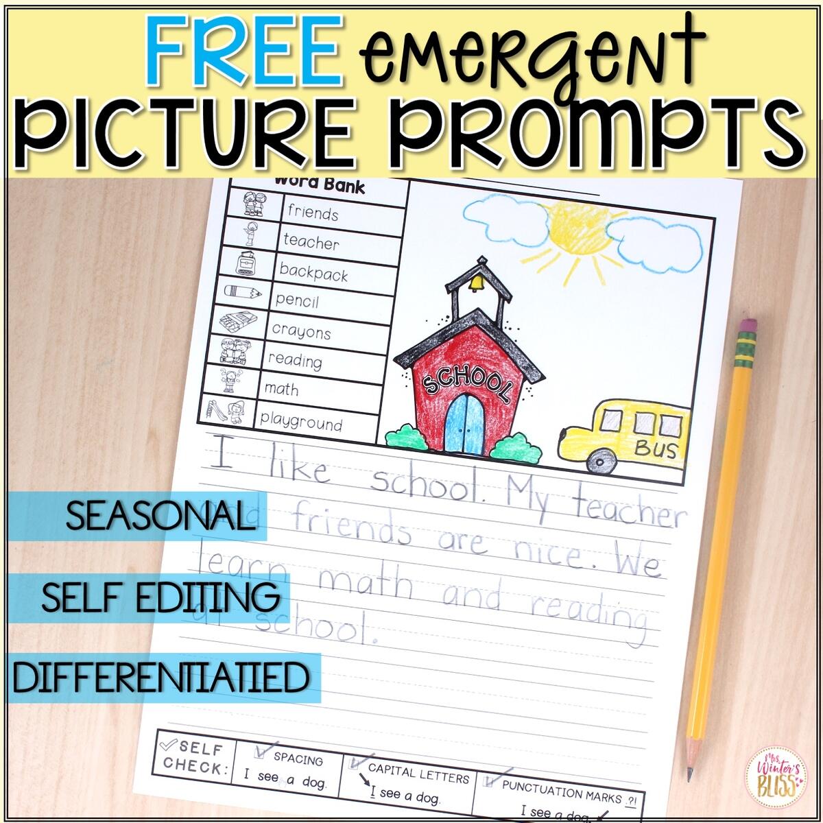 FREE Picture Writing Prompts DIFFERENTIATED Lead In Literacy Resources For Kindergarten 1st 2nd Grade FREE Picture Writing Prompts DIFFERENTIATED Lead In Literacy Resources For Kindergarten 1st 2nd Grade