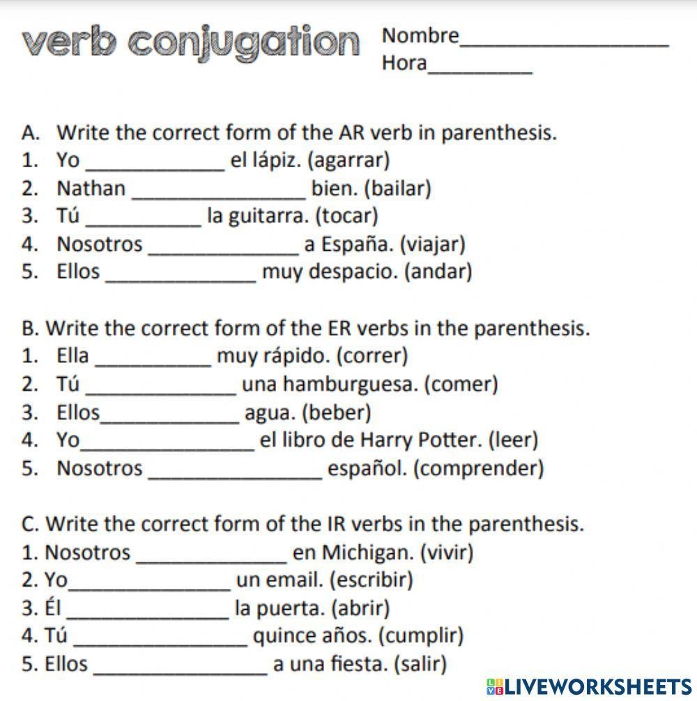 Free Present Tense Of Er And Ir Verbs In Spanish Worksheet Download Free Present Tense Of Er And Ir Verbs In Spanish Worksheet Png Images Free Worksheets On Clipart Library