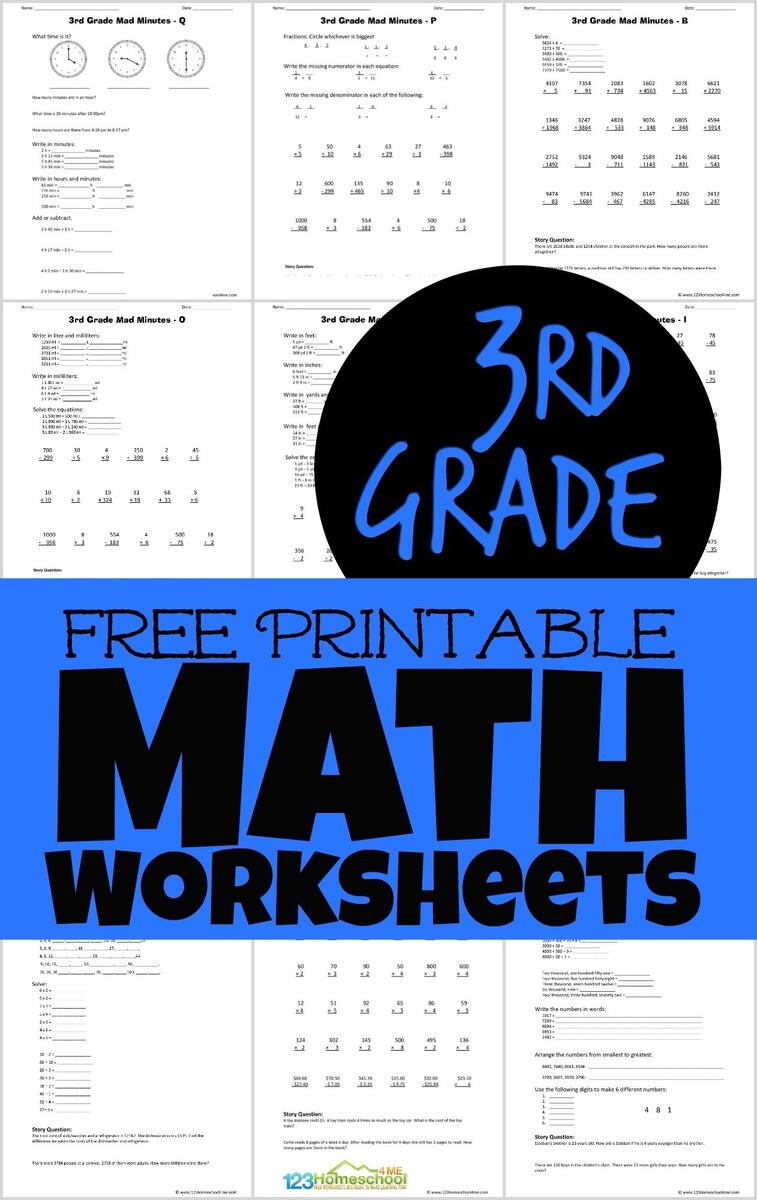 FREE Printable 3rd Grade Math Minutes Worksheets Pdf Third Grade Addition Worksheet