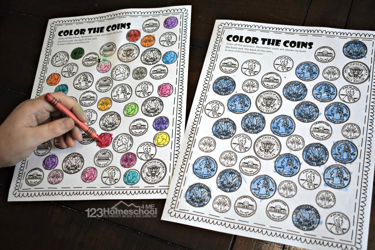 FREE Printable Color The Coin Money Worksheets 2nd Grade Money Math Made By Teachers