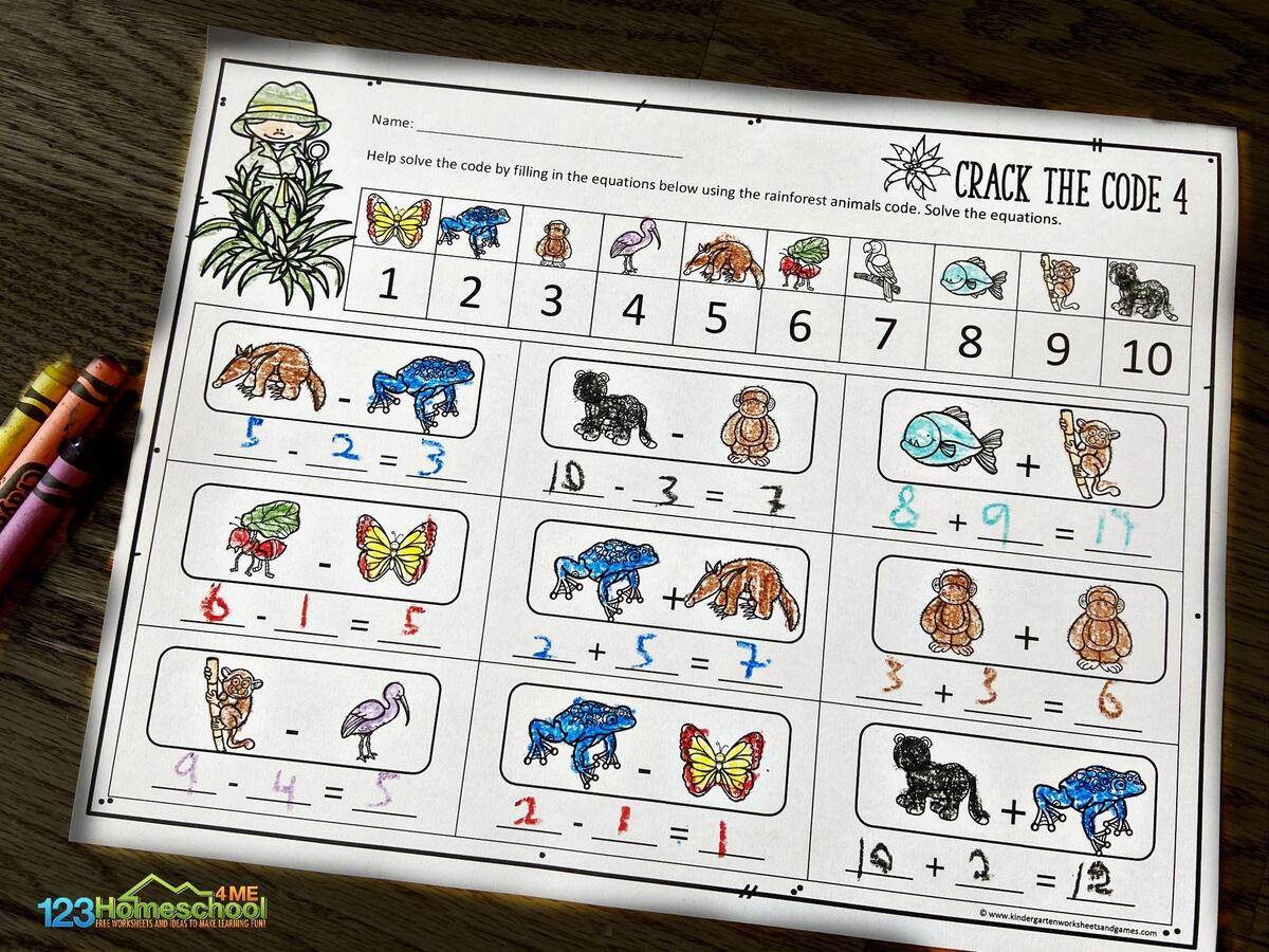 FREE Printable Crack The Code Kindergarten Addition Math Worksheet S Winter Math Secret Code Riddle Worksheets 2 Digit Addition Subtraction Made By Teachers