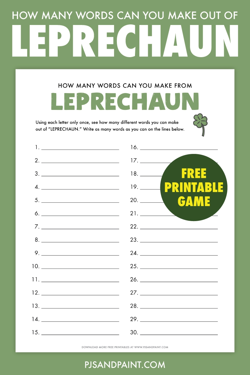 Free Printable How Many Words Can You Make Out Of Leprechaun Game Free Printable How Many Words Can You Make Out Of Leprechaun Game
