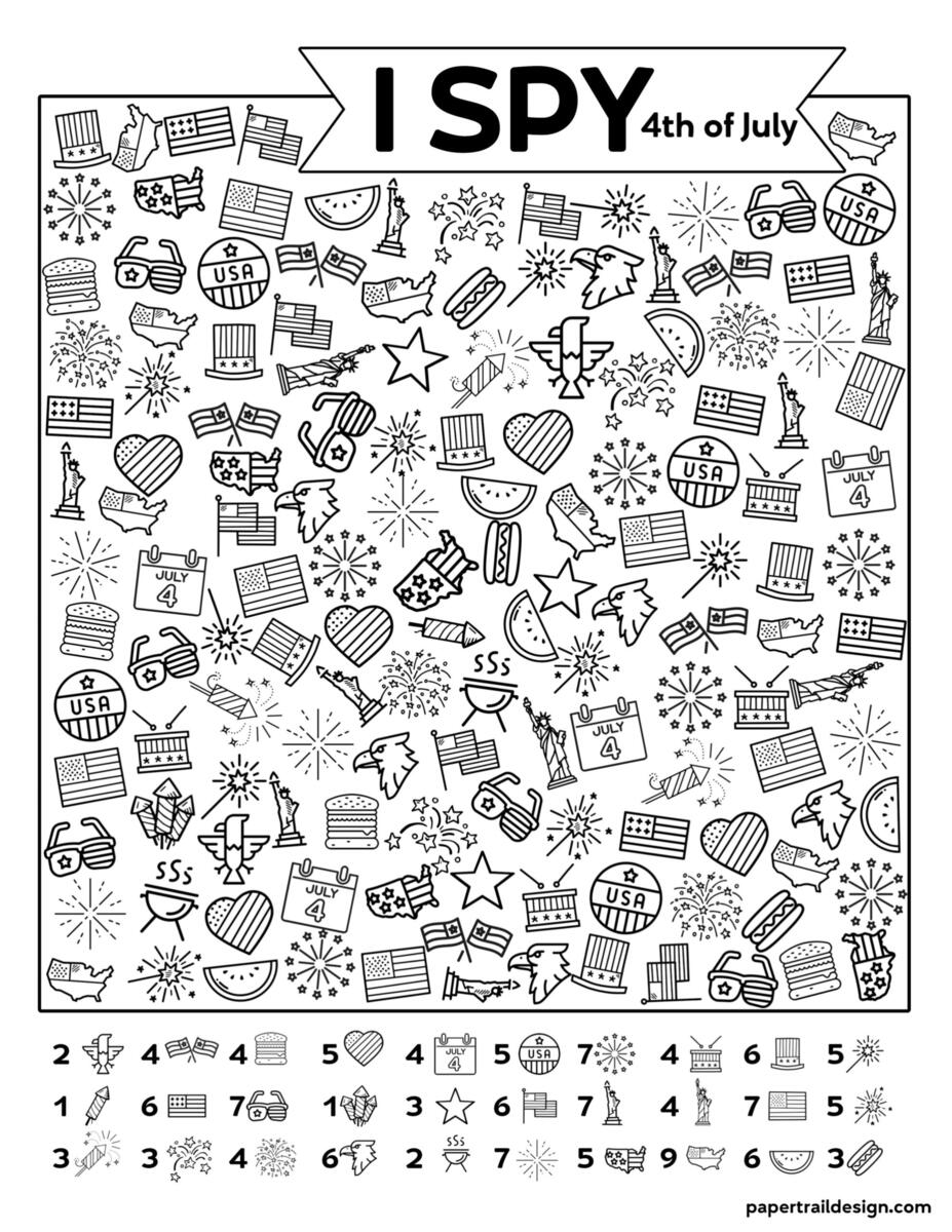 Free Printable I Spy 4th Of July Activity Paper Trail Design Free Printable I Spy 4th Of July Activity Paper Trail Design